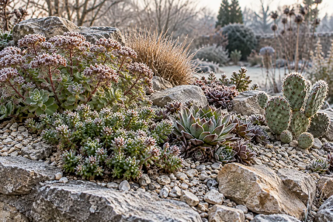 Les plantes grasses qui restent dehors en hiver exigent surtout un sol sec