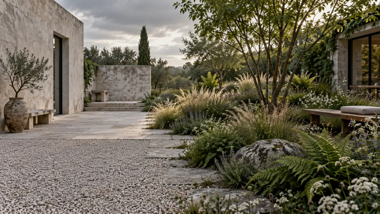 Transformation d’une cour minérale en jardin naturaliste foisonnant
