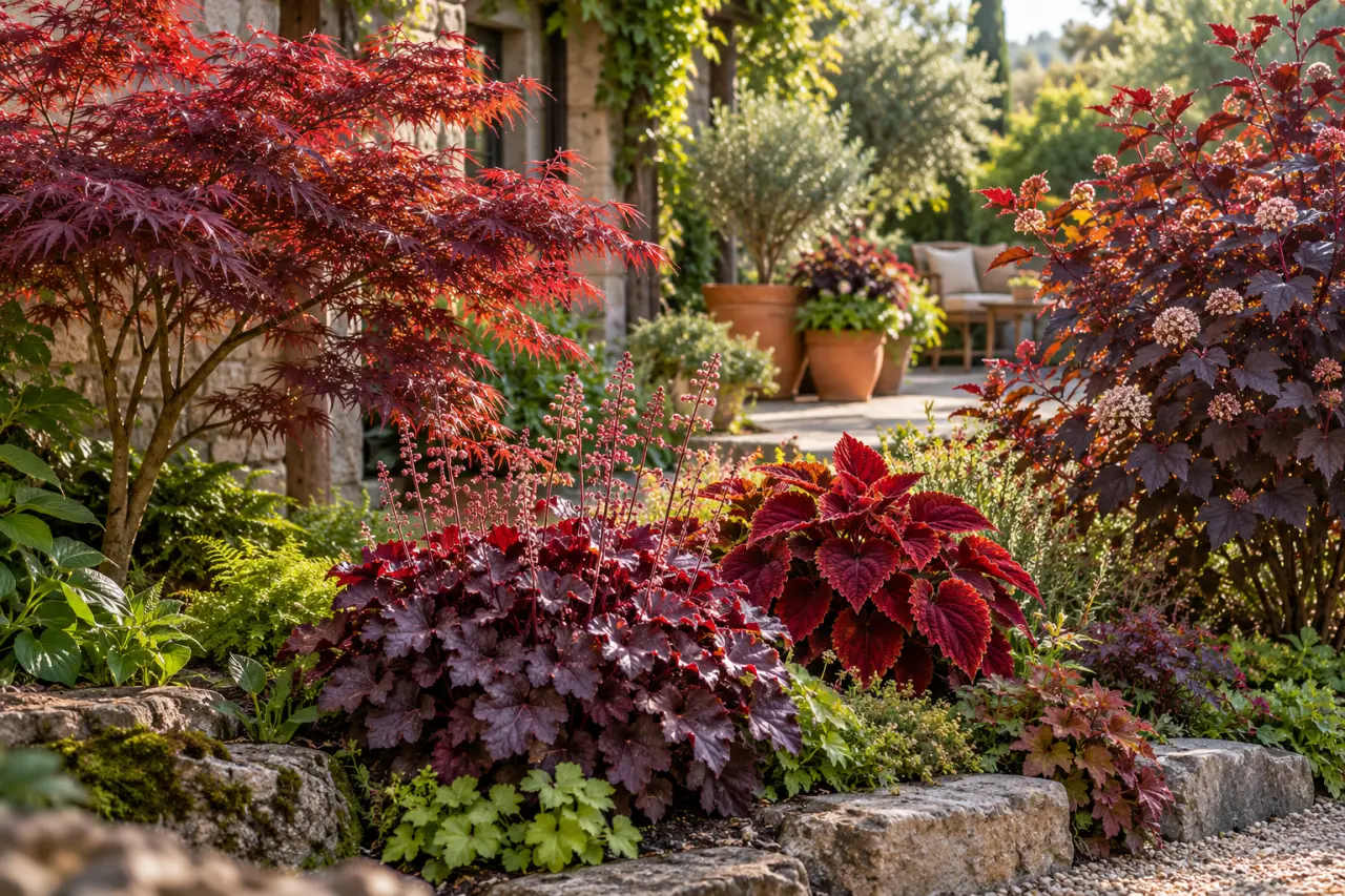 Plante à feuillage rouge extérieur : choisir selon la lumière et l’espace