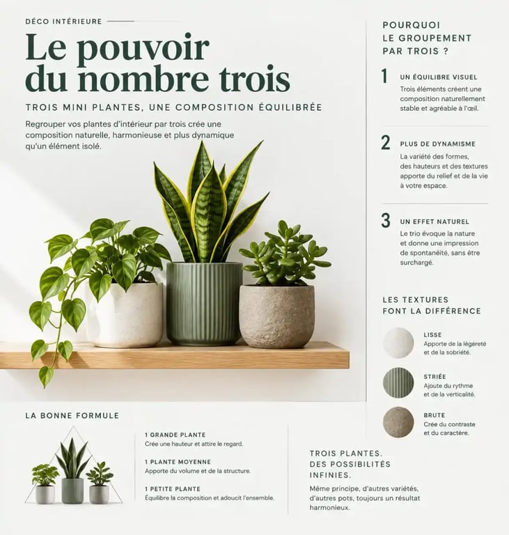 Mise en scène déco de mini plantes d'intérieur sur une étagère