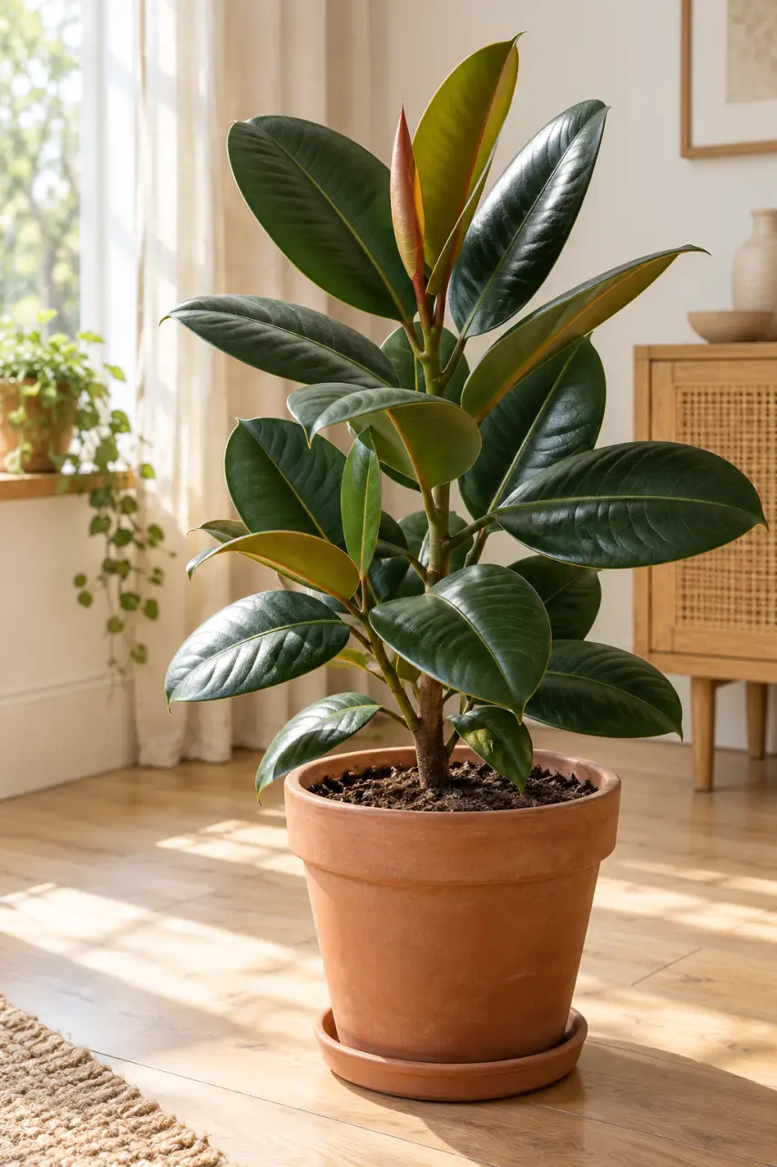 Plante caoutchouc d’intérieur : de grandes feuilles, sans arrosage excessif