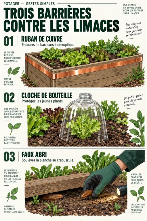 Répulsif limaces naturel : cuivre, cloche et faux abri au potager